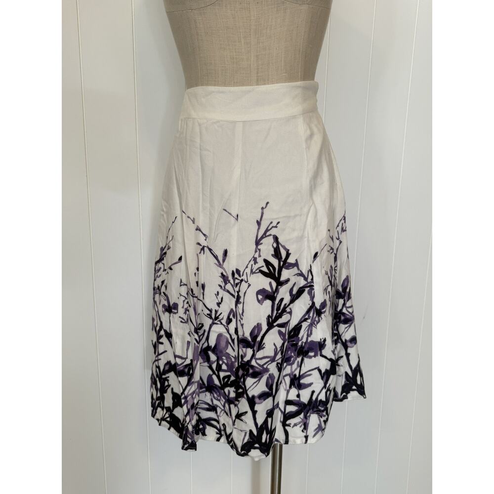 Coldwater Creek Floral Skirt Womens Medium Purple Botanical Print A Line - Picture 2 of 6